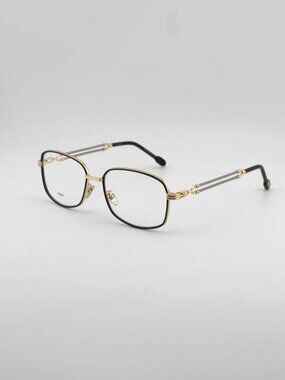 Fred FG50065U 001 Eyeglasses Gold / Black 56mm Rectangle Frame